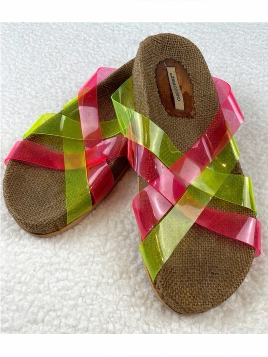 Chicco Ruiz Shoes - CHICCO RUIZ • Pink and Green Criss Cross Slip-On Sandals, 8.5